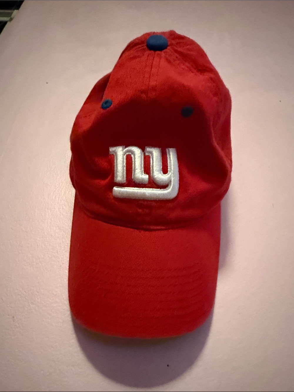NFL  Red Baseball Cap with Silver NY Logo